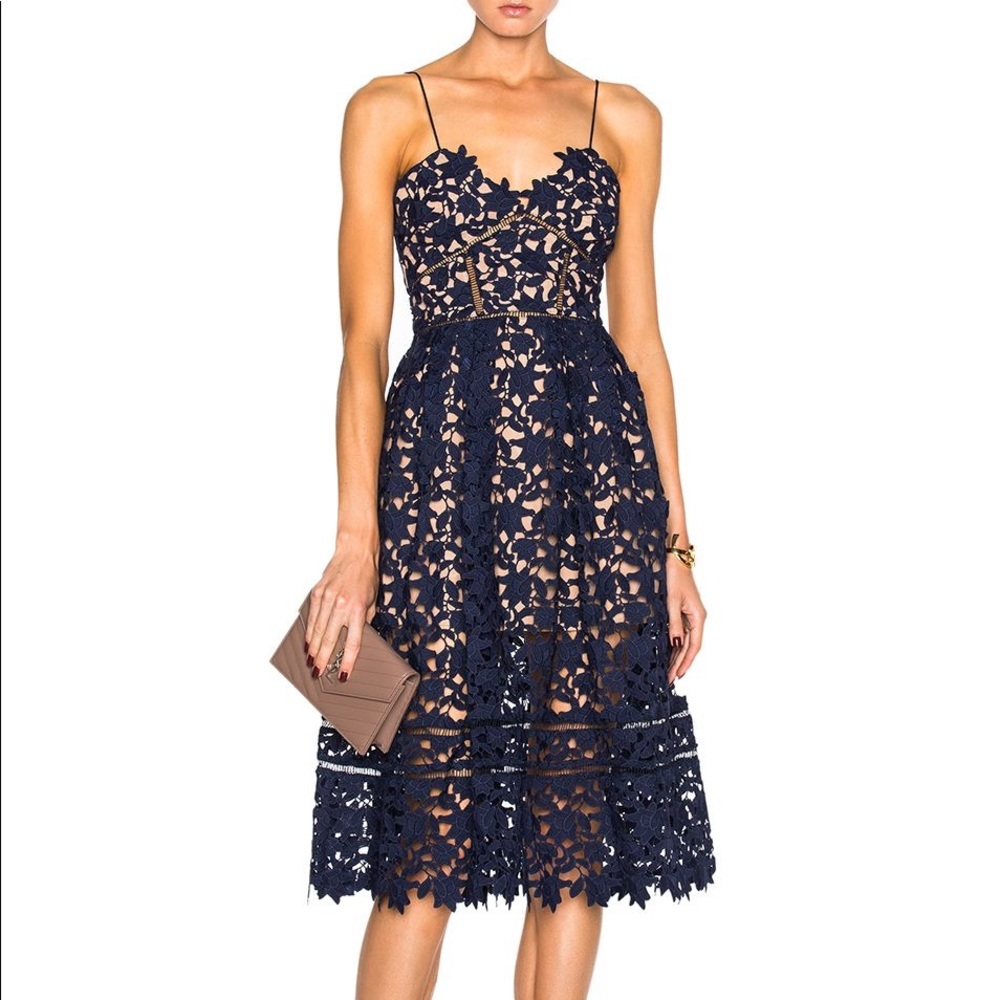 Self Portrait Navy Blue Azalea Dress